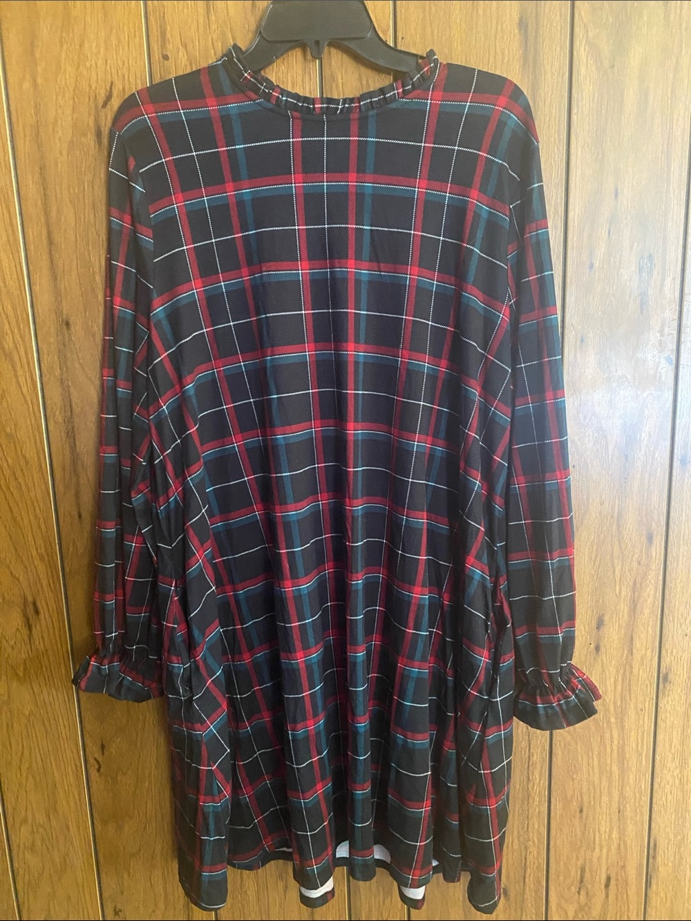 Maurices Black and Red Plaid Ruffle-Neck Tunic